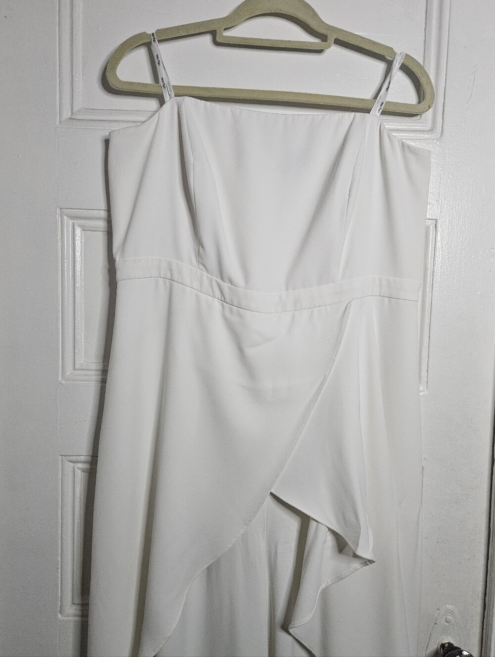 City Chic Ivory Strapless Wide-Leg Jumpsuit with Draped Overlay - Picture 14 of 15